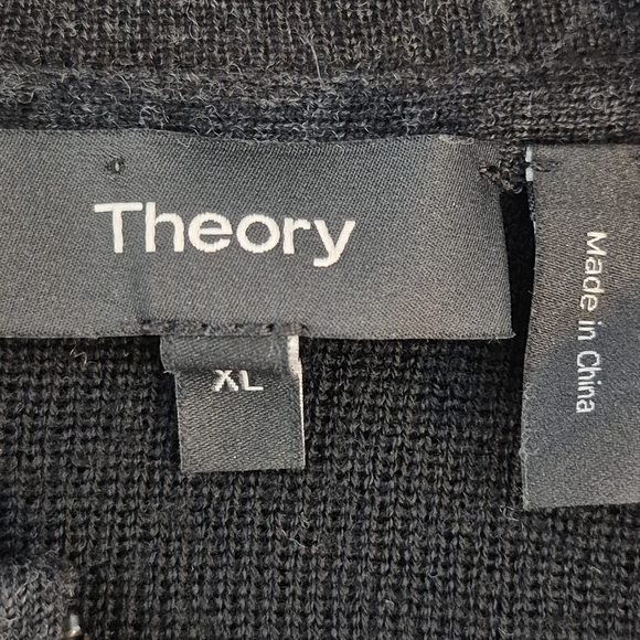 Theory Mens Merino Wool Combo Knit Zip-Up Lightweight Jacket Black/Gray - Sz XL - Picture 11 of 13